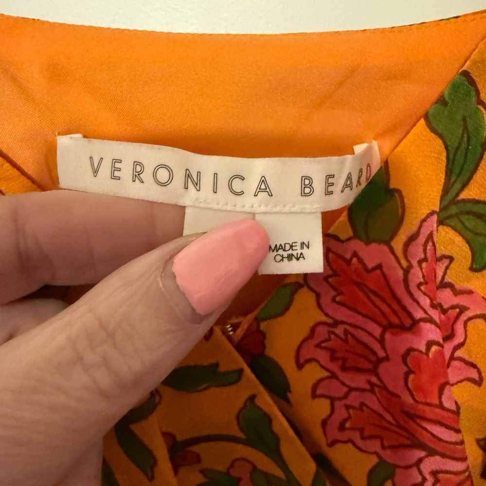 Veronica Beard Yellow Floral Ruffle Peplum Top S - Picture 5 of 5